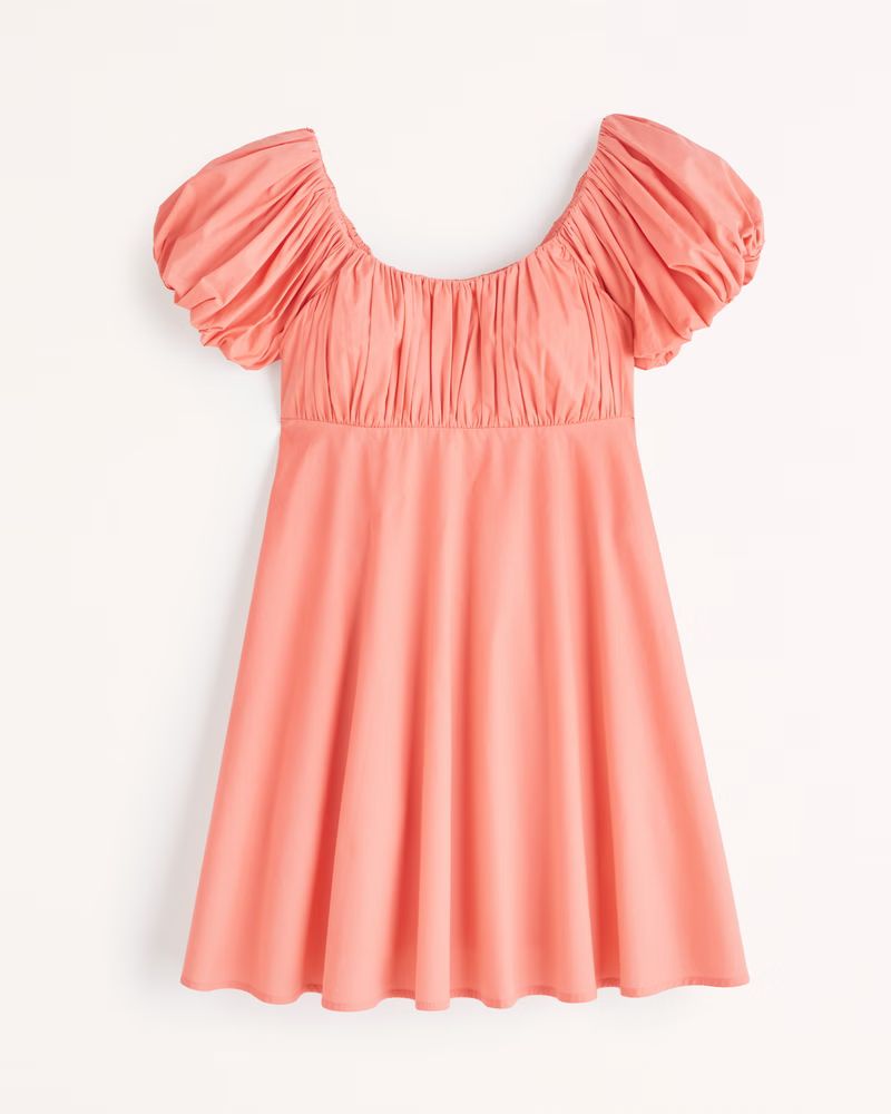 Ruched Puff Sleeve Mini Dress | Abercrombie & Fitch (US)