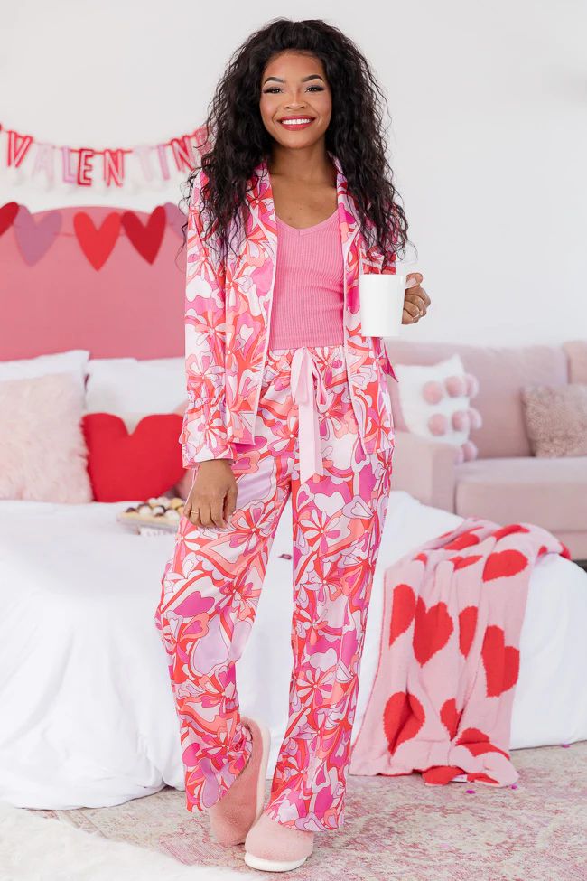 To The Moon and Back Multi Print Silk Pajama Pants | Pink Lily