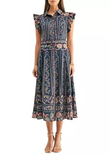 Women's Karly Ruffled Sleeves Shirt Midi Dress | Belk