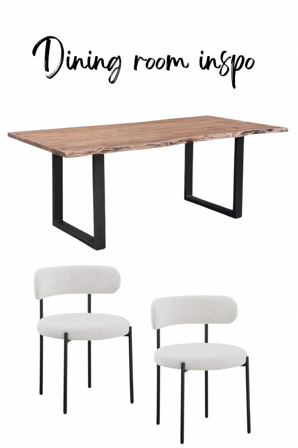 I often get asked about my dining table, my husband made it but I found this gorgeous option if you want the same look! Dining table, live edge , dining room decor 