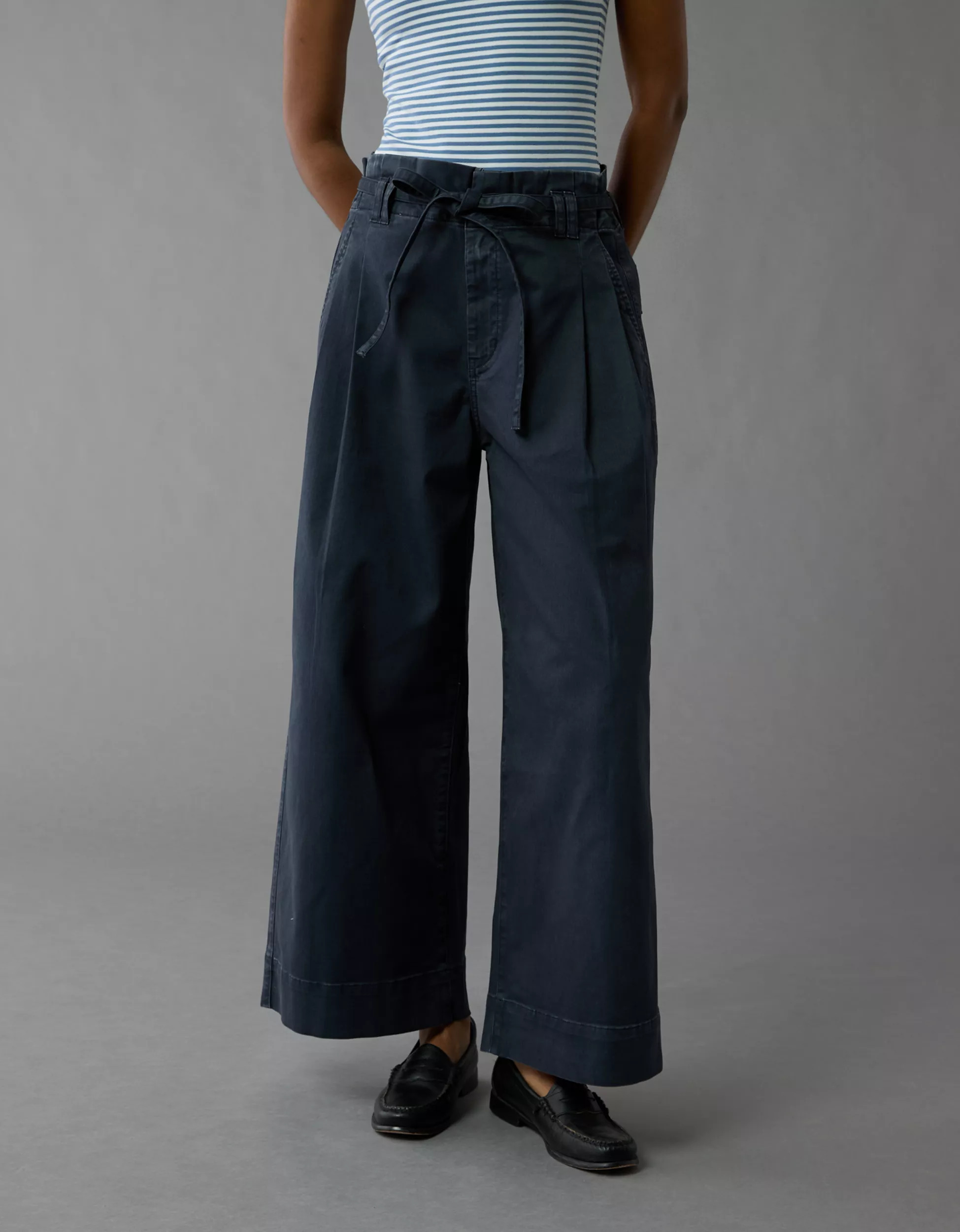 AE Stretch Paperbag Wide-Leg Crop Pant | American Eagle Outfitters (US & CA)