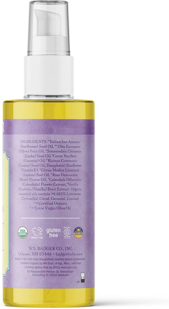 Badger - Pregnant Belly Oil, Rose & Vanilla, Certified Organic, Gentle & Soothing, Jojoba & Cocon... | Amazon (US)