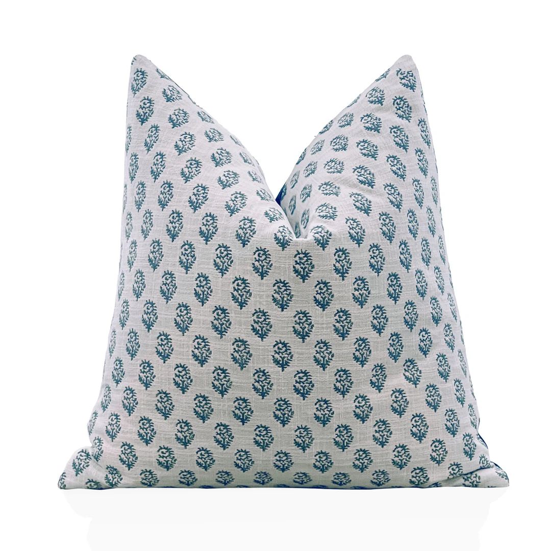 Peter Dunham Ratmata Tonal Pillow Cover in Aquamarine on White, Decorative Throw Pillow, Indoor O... | Etsy (US)