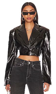 AFRM Petra Cropped Blazer in Noir from Revolve.com | Revolve Clothing (Global)