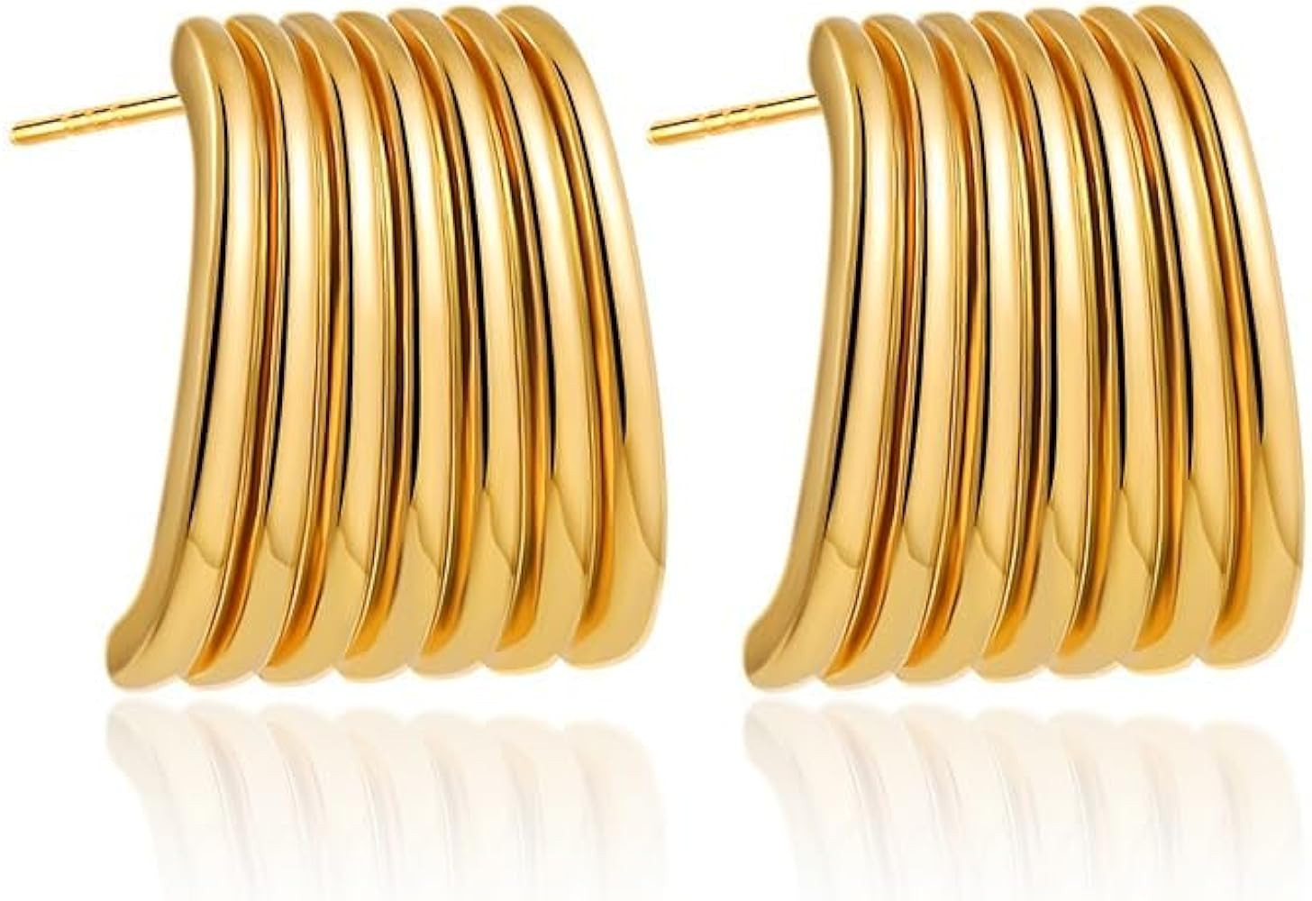 Gold Chunky Statement Stud Earrings for Women，Square Vintage Earrings Trendy | Amazon (US)