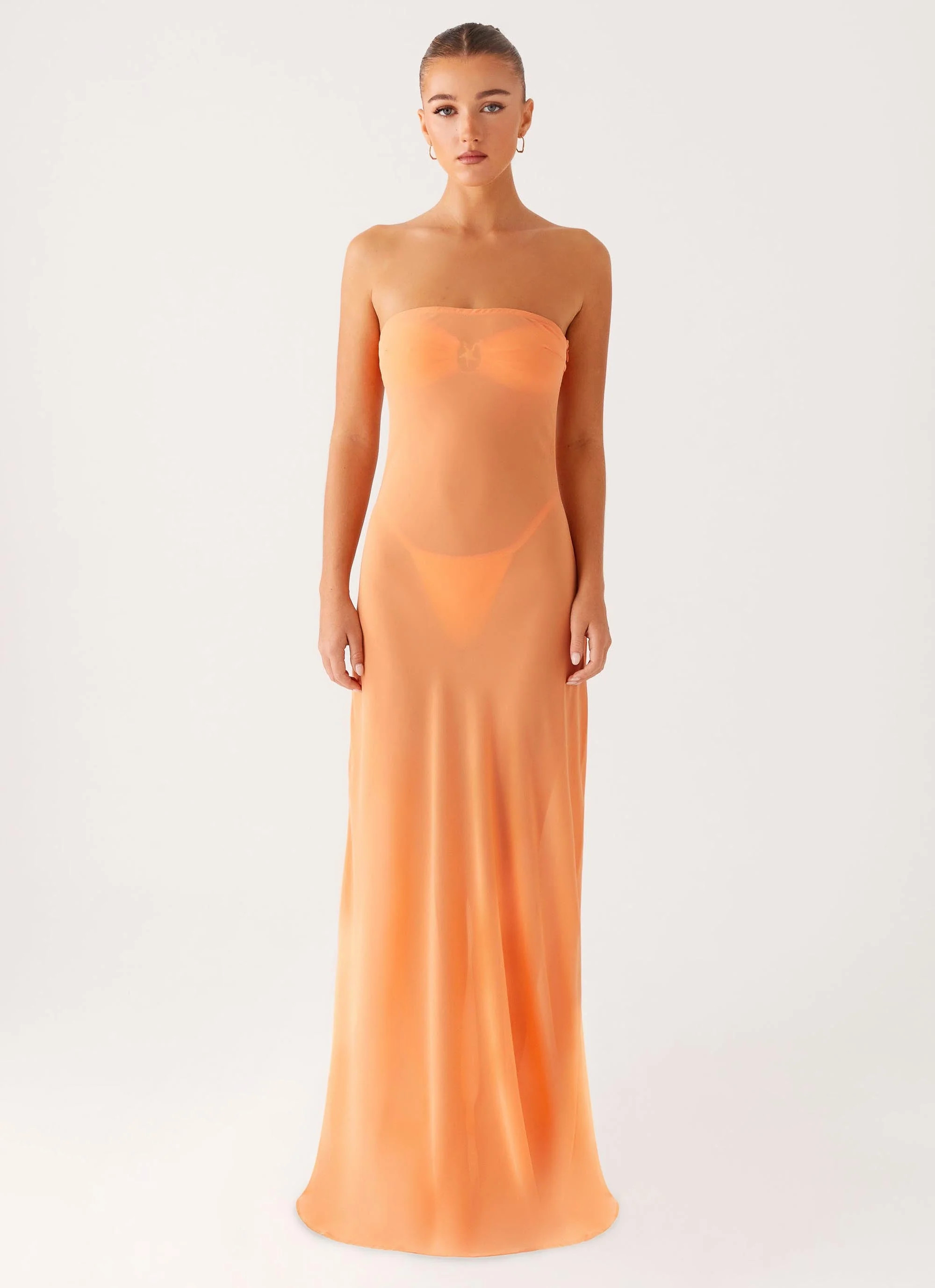 Mattie Strapless Maxi Dress - Orange | Peppermayo (Global)