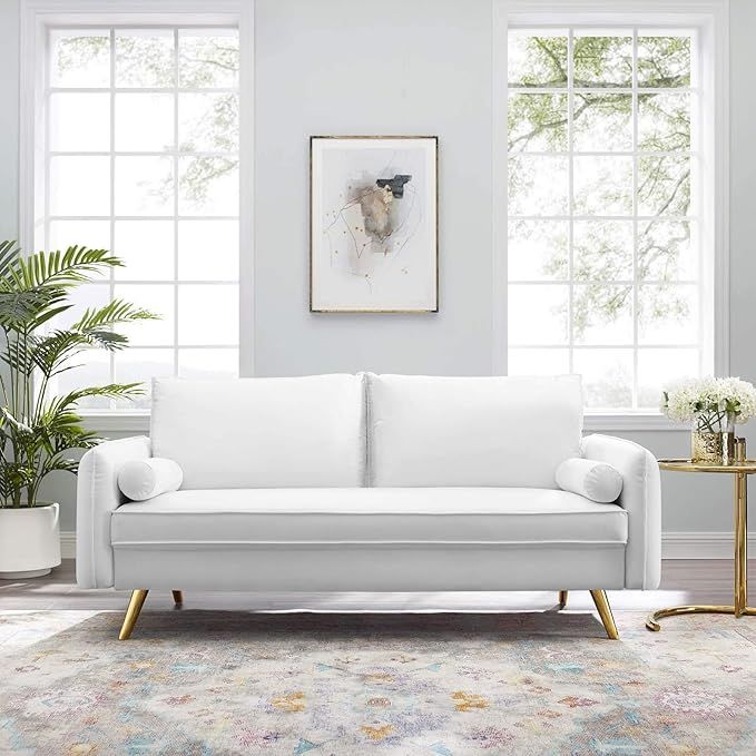 Modway Revive Performance Velvet Sofa, White | Amazon (US)