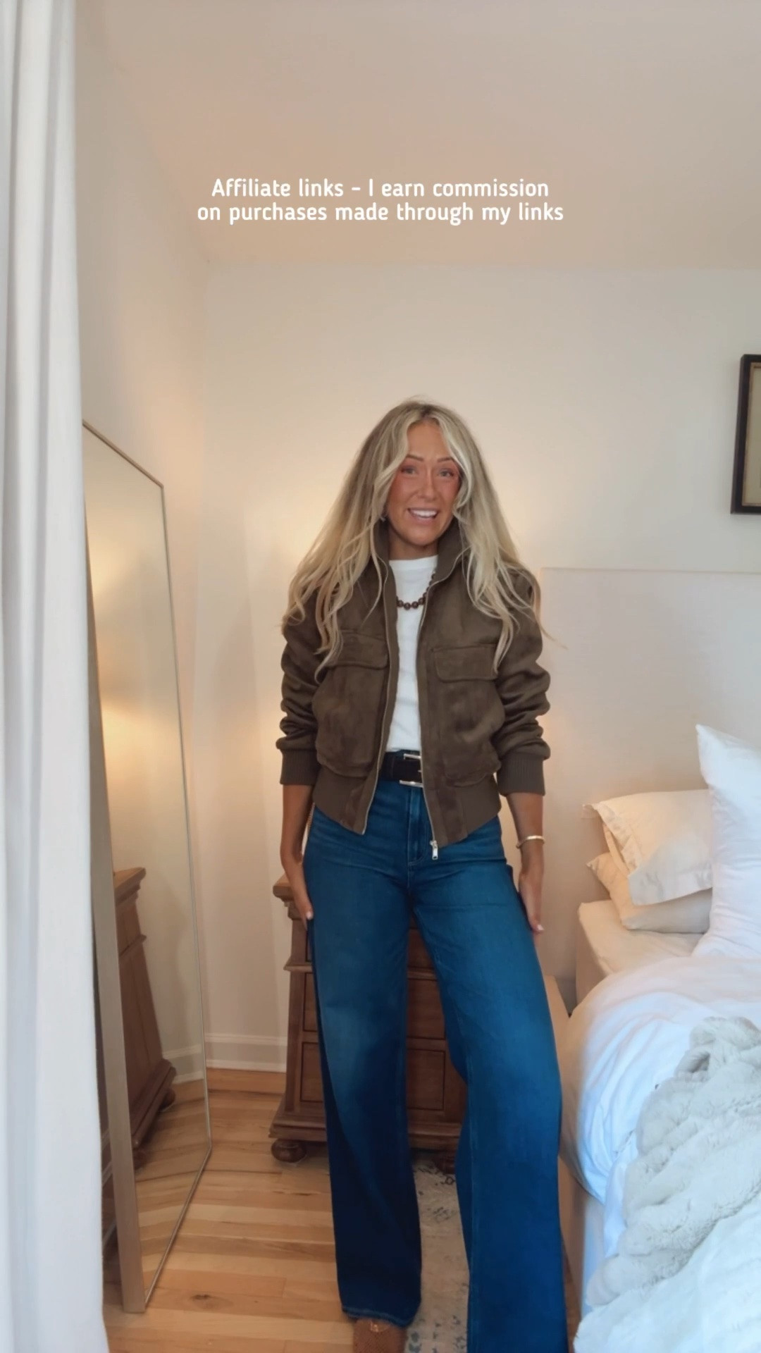 Affiliate links - I earn commission on purchases made through my links

Zara jacket
Zara faux suede jacket
Paige Anessa jeans
J.Crew white tshirt
Beaded necklace
Brown suede bag