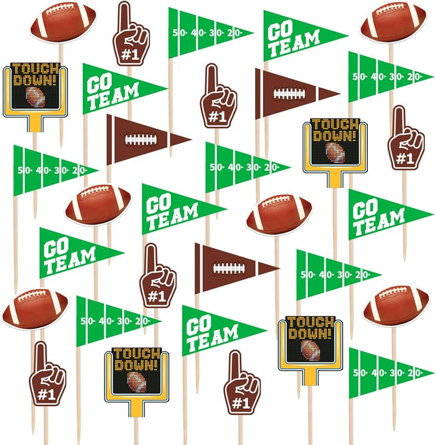 Gatherfun 96pcs Football Themed Toothpicks, Cupcake Toppers, Cocktail Picks for Birthday Party, G... | Amazon (US)
