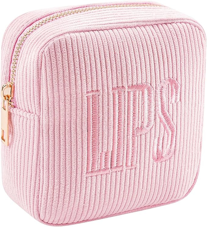Small Corduroy Makeup Bag for Purse, Mini Aesthetic Cosmetic Pouch for Women Girls, Cute Zipper K... | Amazon (US)
