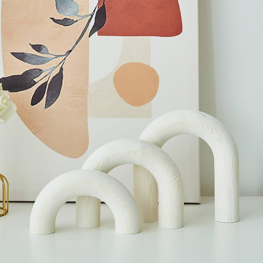 HMASYO 3Pcs Wood Arch Decorative Objects - Coffee Table Decor, Aesthetic Arch Design Shelf Decor,... | Amazon (US)