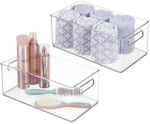 mDesign Deep Plastic Storage Bin Tote with Handles for Organizing Cosmetics, Makeup Palettes, Bod... | Amazon (US)