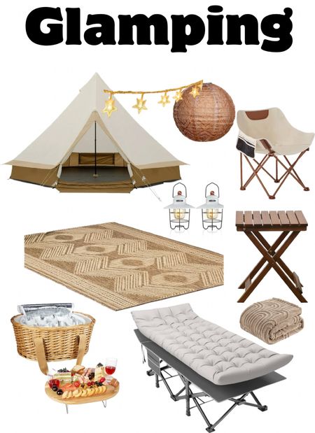 Glamping 
#glamping #camping #outdoor #tent #retreat #luxury #nature #escape #rug #picnic #cot 

#LTKparties #LTKtravel #LTKwedding