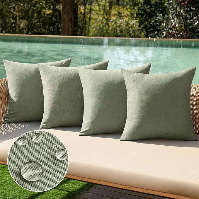 MIULEE Pack of 4 Decorative Outdoor Throw Pillow Covers Linen Waterproof Pillow Covers Farmhouse ... | Amazon (US)