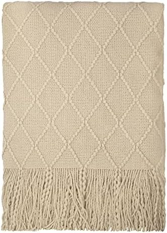 TOUCHAT Knitted Throw Blankets for Couch, Sofa and Bed, Lightweight Soft Knit Blanket with Tassel, D | Amazon (US)