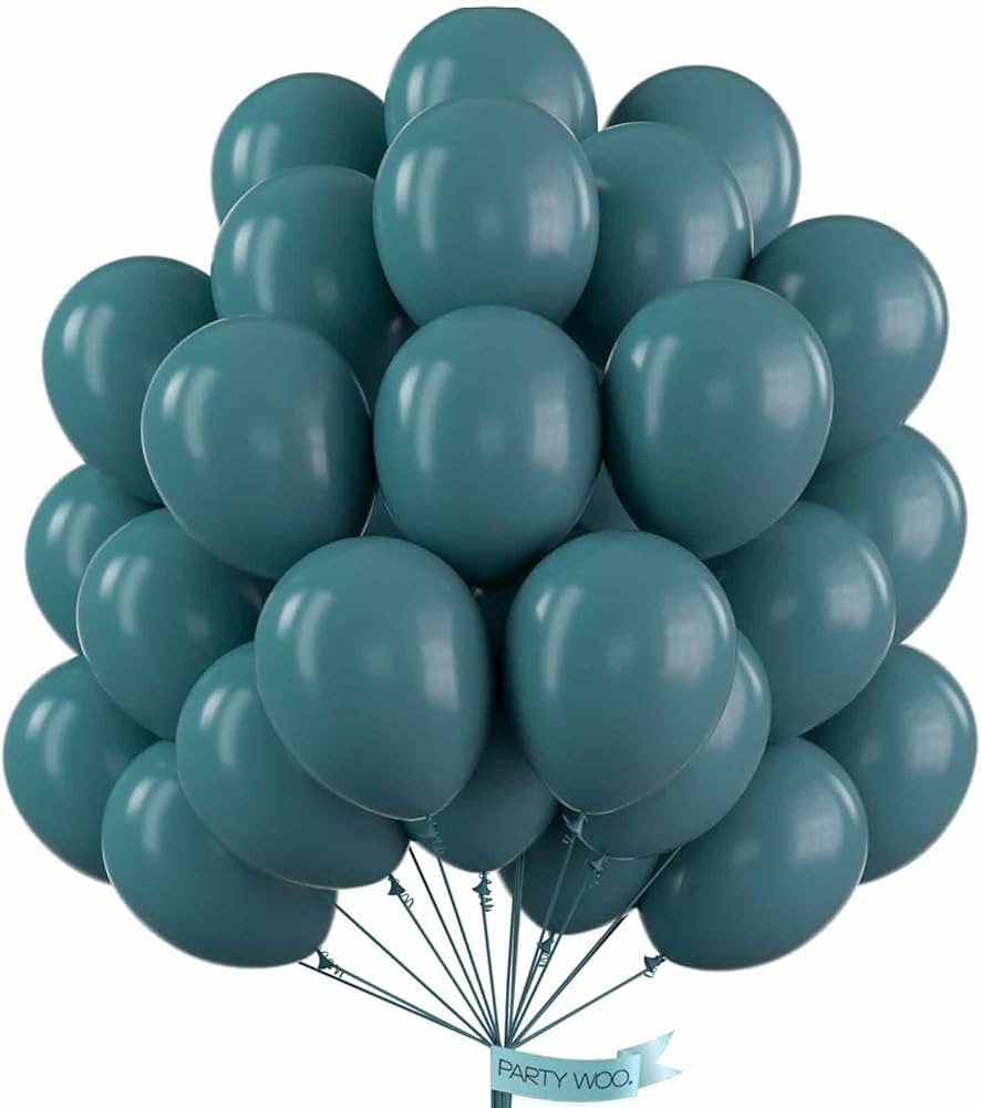 PartyWoo Greenish Blue Balloons, 50 pcs 12 Inch Boho Blue Balloons, Retro Blue Balloons for Ballo... | Amazon (US)