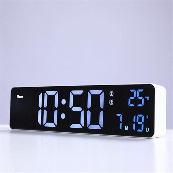 Digital Alarm Clock Temperature Date Alarms Voice Control Electronic Table Wall LED Clocks for Li... | Amazon (US)
