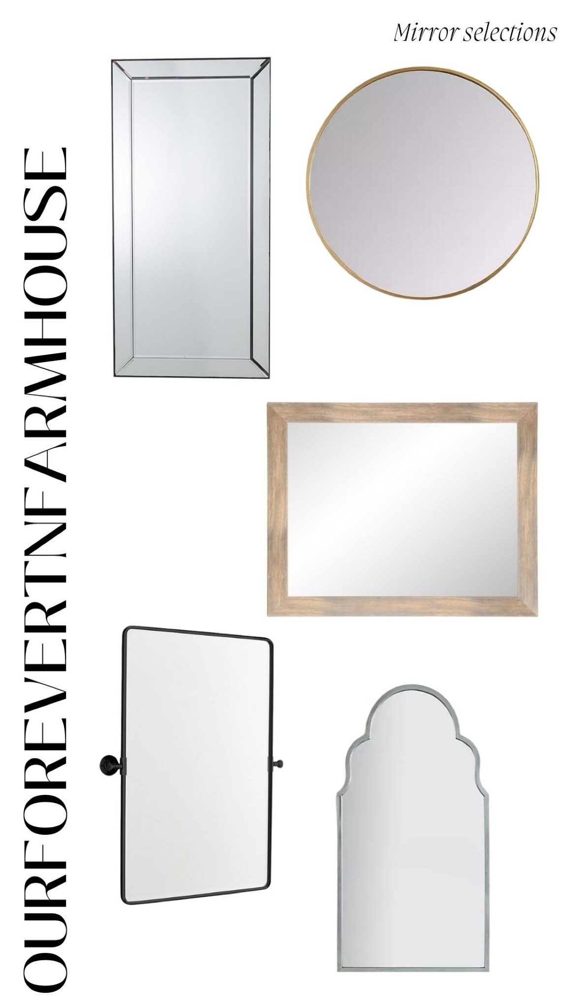 The mirror selections for our bathrooms. I had fun mixing shapes, styles, and metals.

#LTKhome