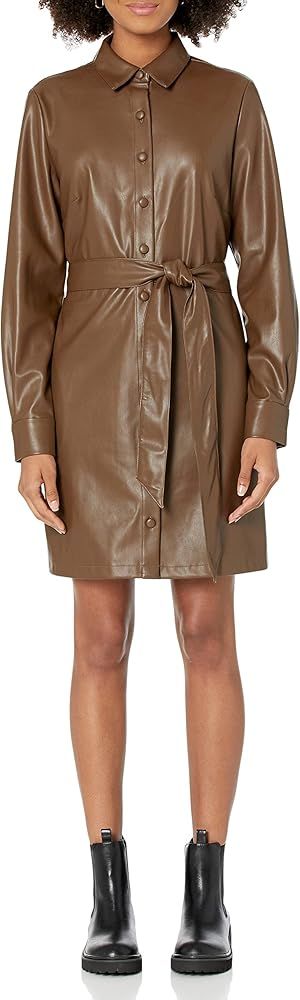 The Drop Women's Sam Vegan Leather Shirtdress | Amazon (US)