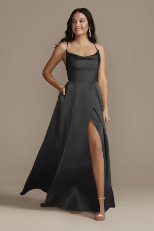 Charmeuse Cowl Bridesmaid Dress with Lace-Up Back | Davids Bridal