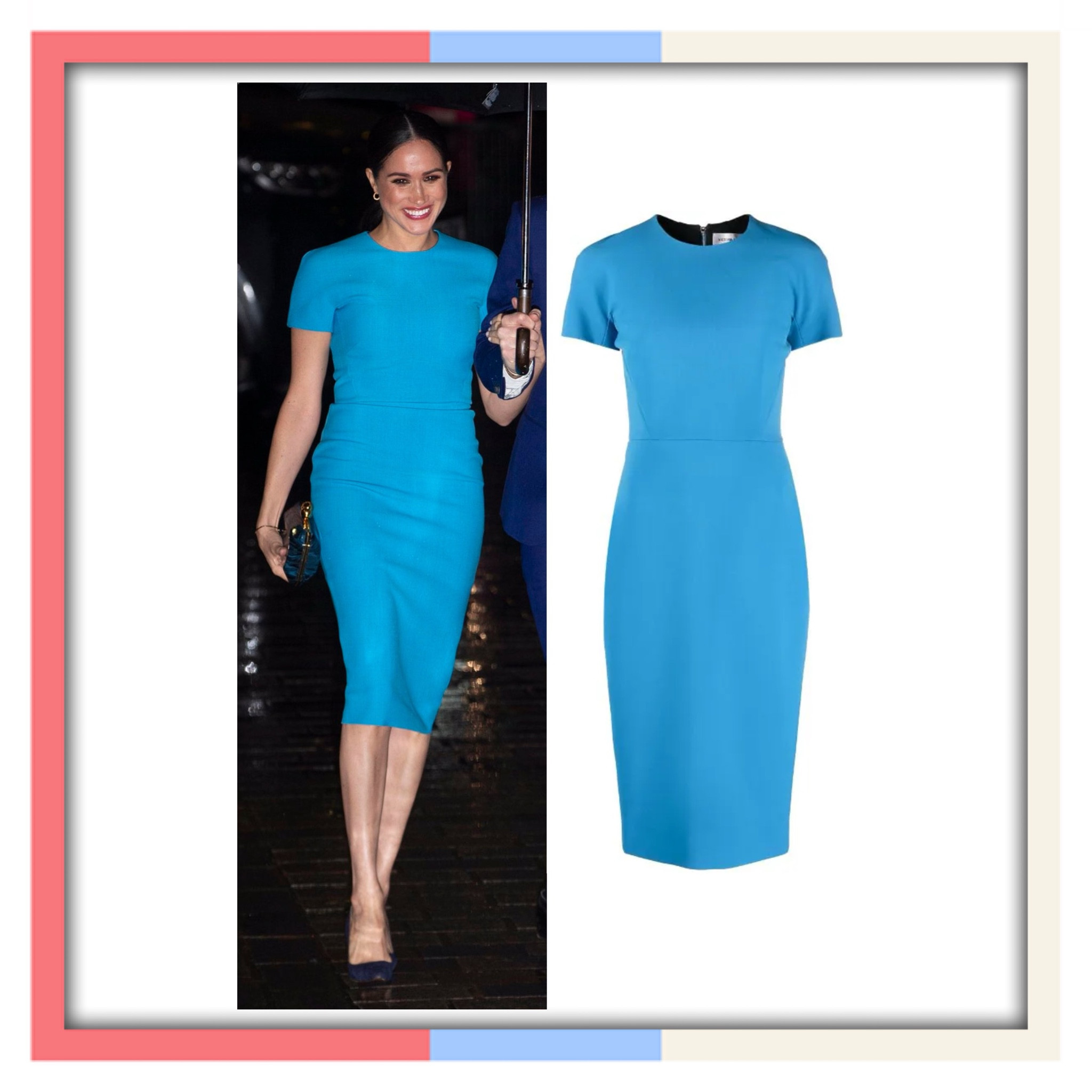 Restock! Meghan Markle Victoria Beckham blue sheath 