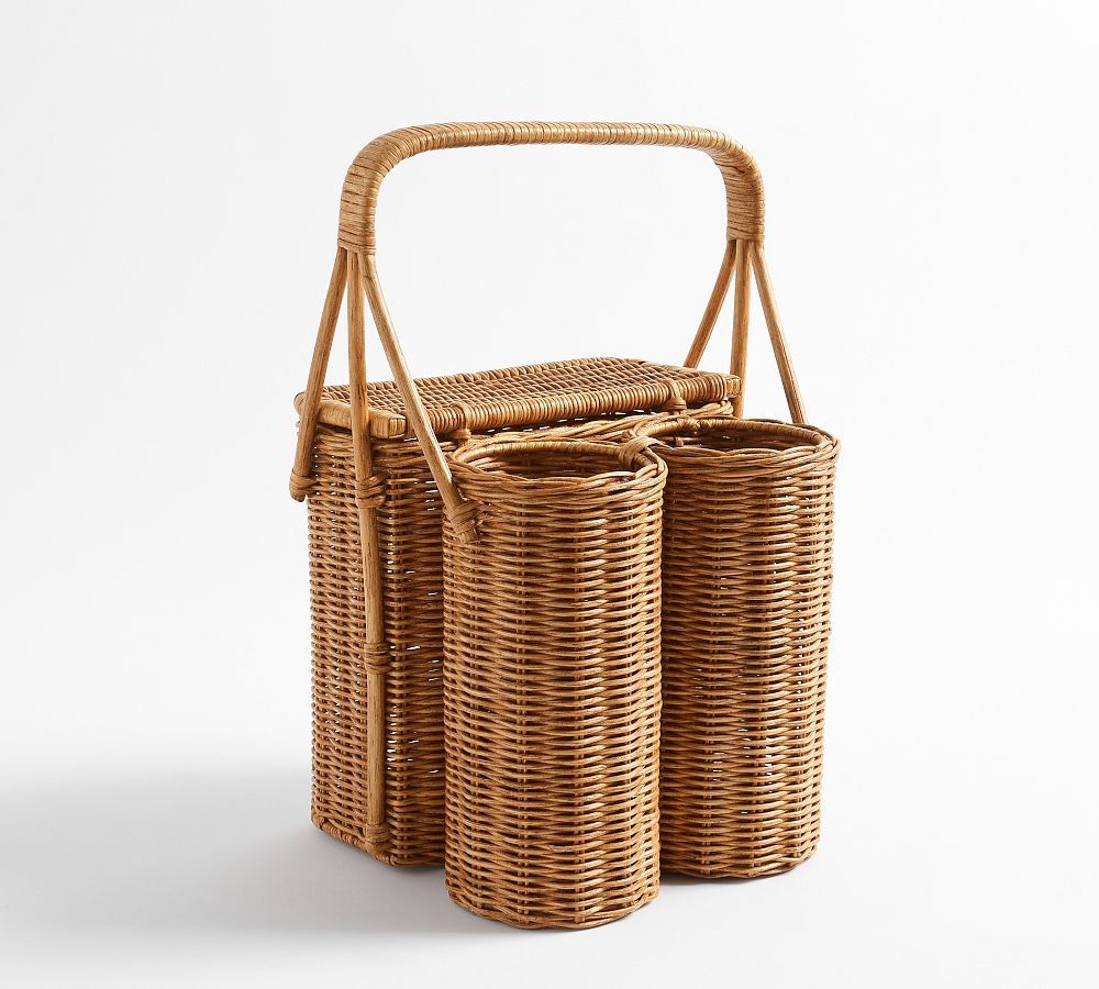 Handwoven Wicker Picnic Basket & Wine Caddy | Pottery Barn (US)
