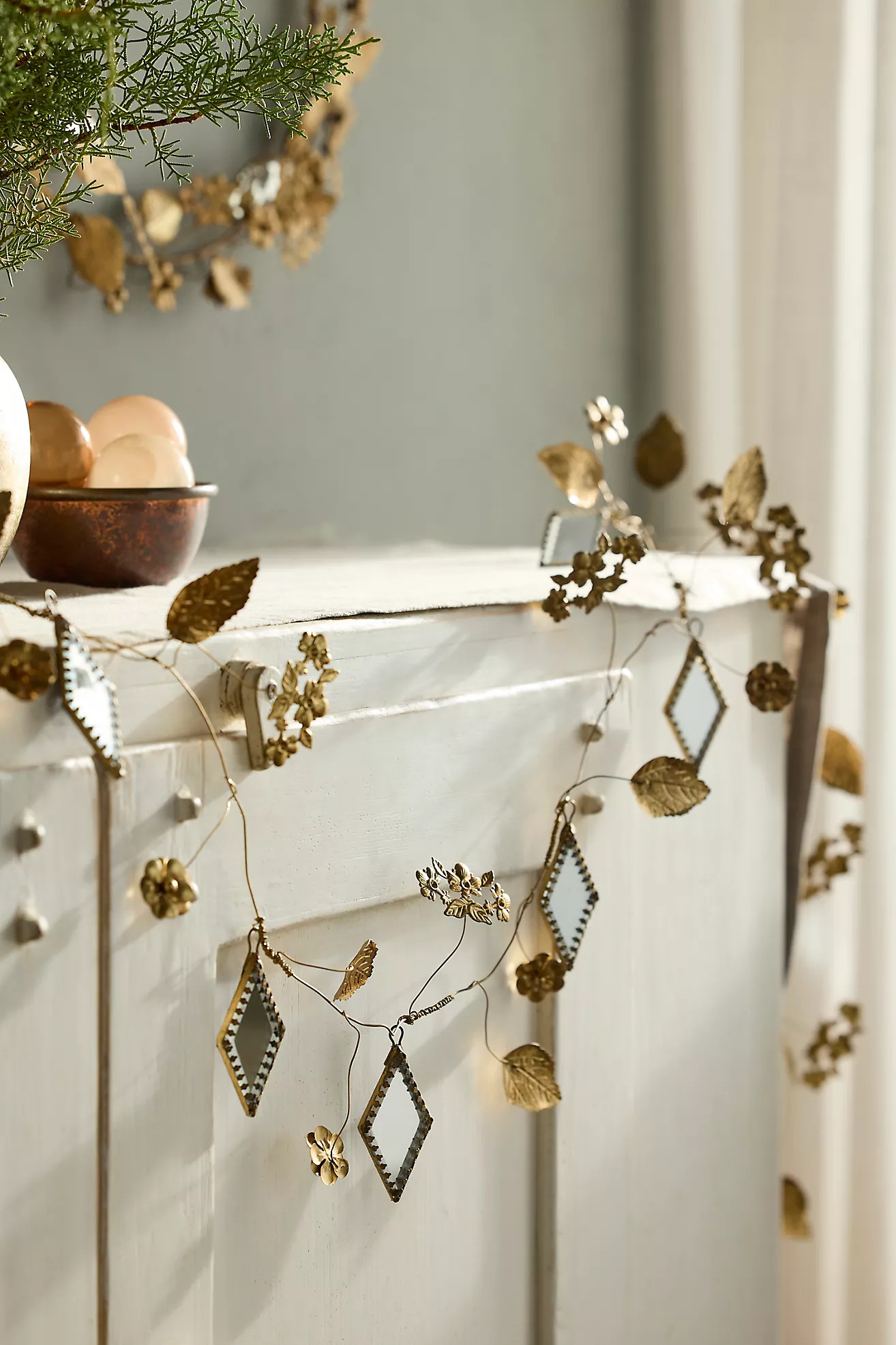 Golden Leaf + Mirror Garland | Anthropologie (US)
