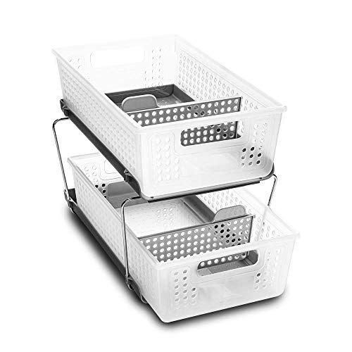 Amazon.com: madesmart 2-Tier Organizer, Multi-Purpose Slide-Out Storage Baskets with Handles and Div | Amazon (US)