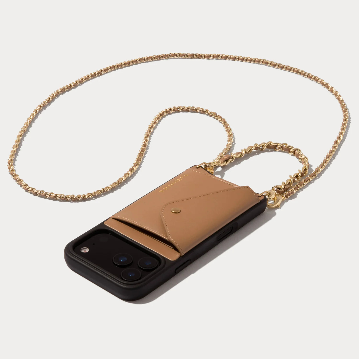 Lily Side Slot Leather Crossbody Bandolier Set - Tan/Gold | Bandolier