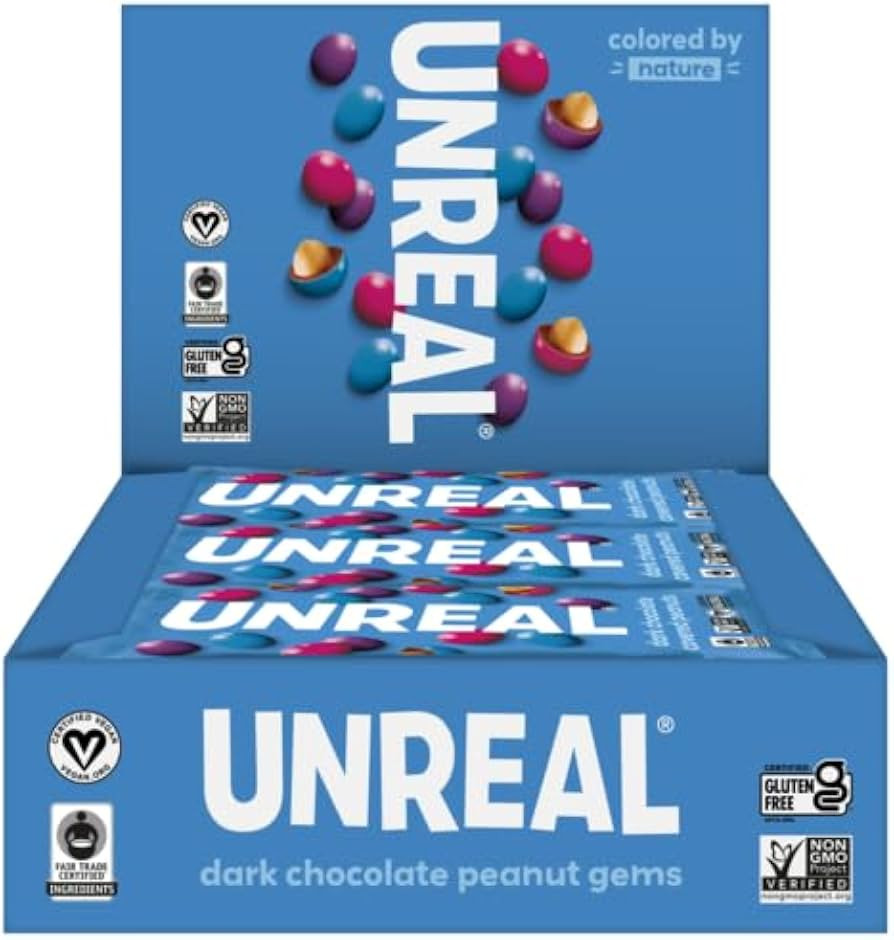 Unreal Dark Chocolate Peanut Gems | Certified Vegan Fair Trade, Non-GMO | Made with Gluten Free I... | Amazon (US)