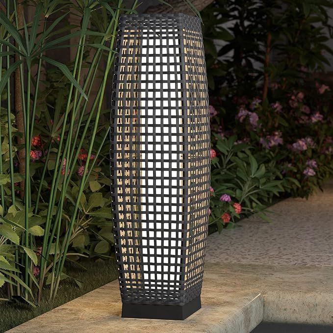 Grand patio Outdoor Solar Powered Resin Wicker Floor Lamp, Outdoor Weather-Resistant Deck Light, ... | Amazon (US)