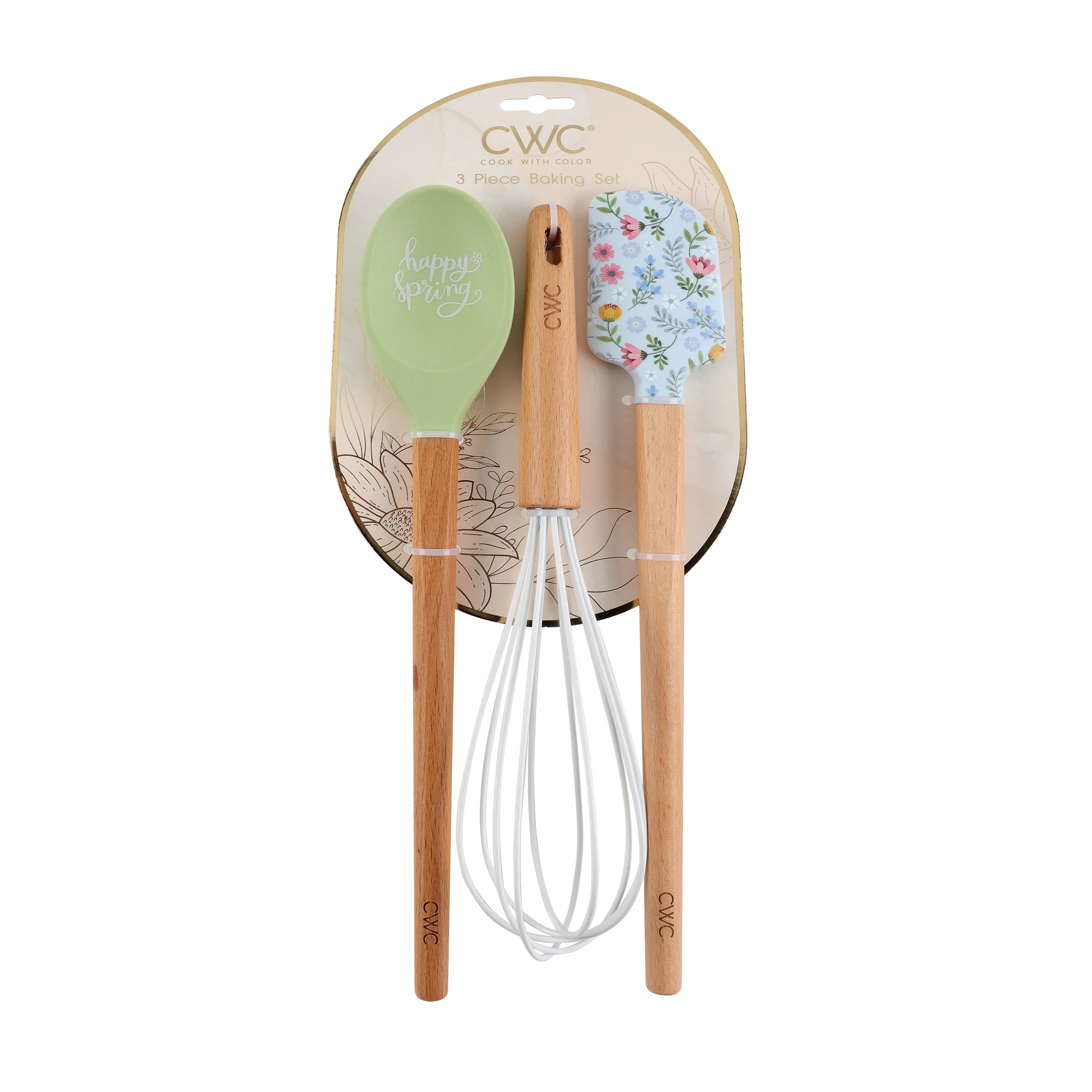 COOK WITH COLOR 3 PIECE SILICONE BAKING SET WITH WOOD HANDLE - SPOON, WHISK AND SPATULA - Walmart... | Walmart (US)