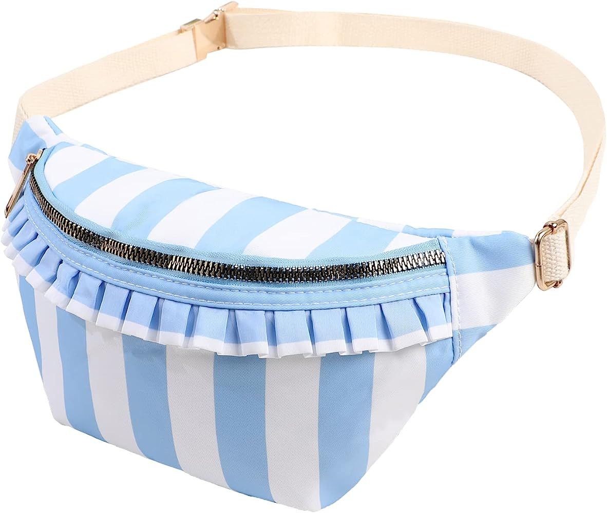 EMBRUNIOICE Belt Bag for Women Gingham Ruffle Crossbody Fanny Pack with Adjustable Strap,Fashion ... | Amazon (US)