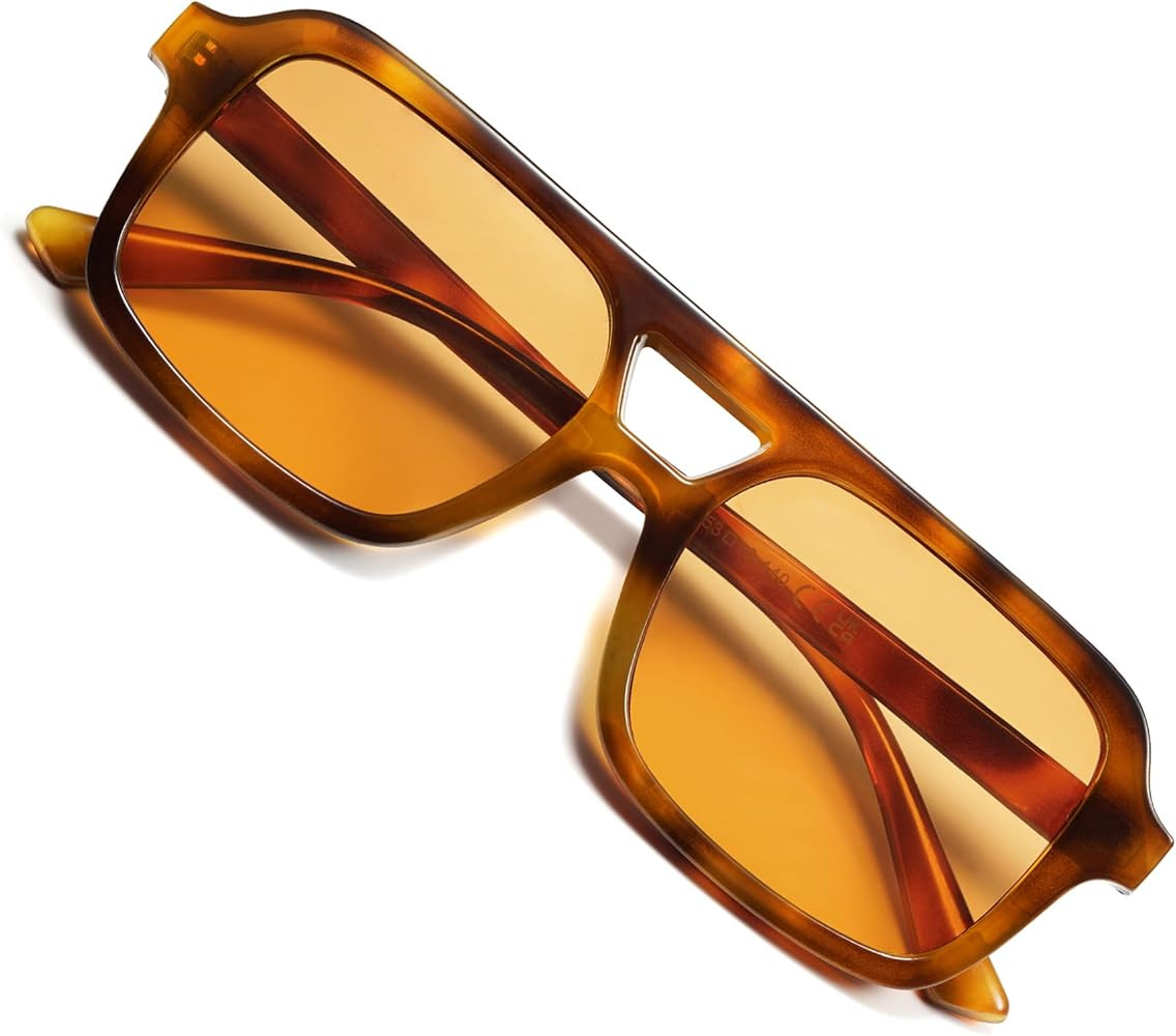 VANLINKER Retro 70s Square Aviator Sunglasses for Women Men Vintage Trendy Rectangle Sun Glasses ... | Amazon (US)