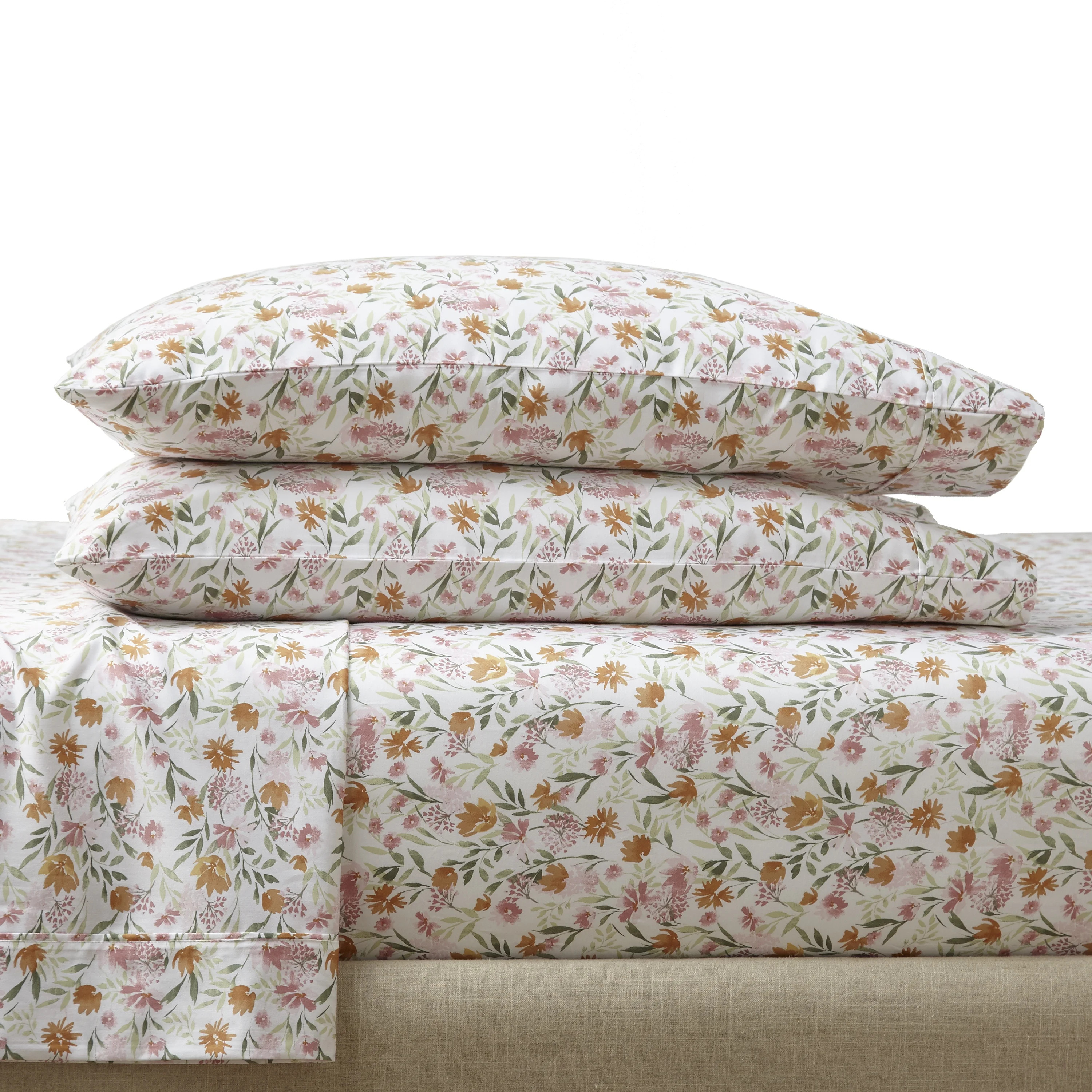 Better Homes & Gardens 300 Thread Count Multicolor Bashful Blooms Warm Cotton Sateen Pillowcase S... | Walmart (US)