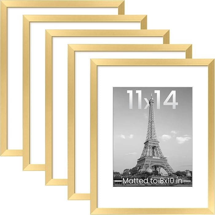 upsimples 11x14 Picture Frame Set of 5, Display Pictures 8x10 with Mat or 11x14 Without Mat, Wall... | Amazon (US)