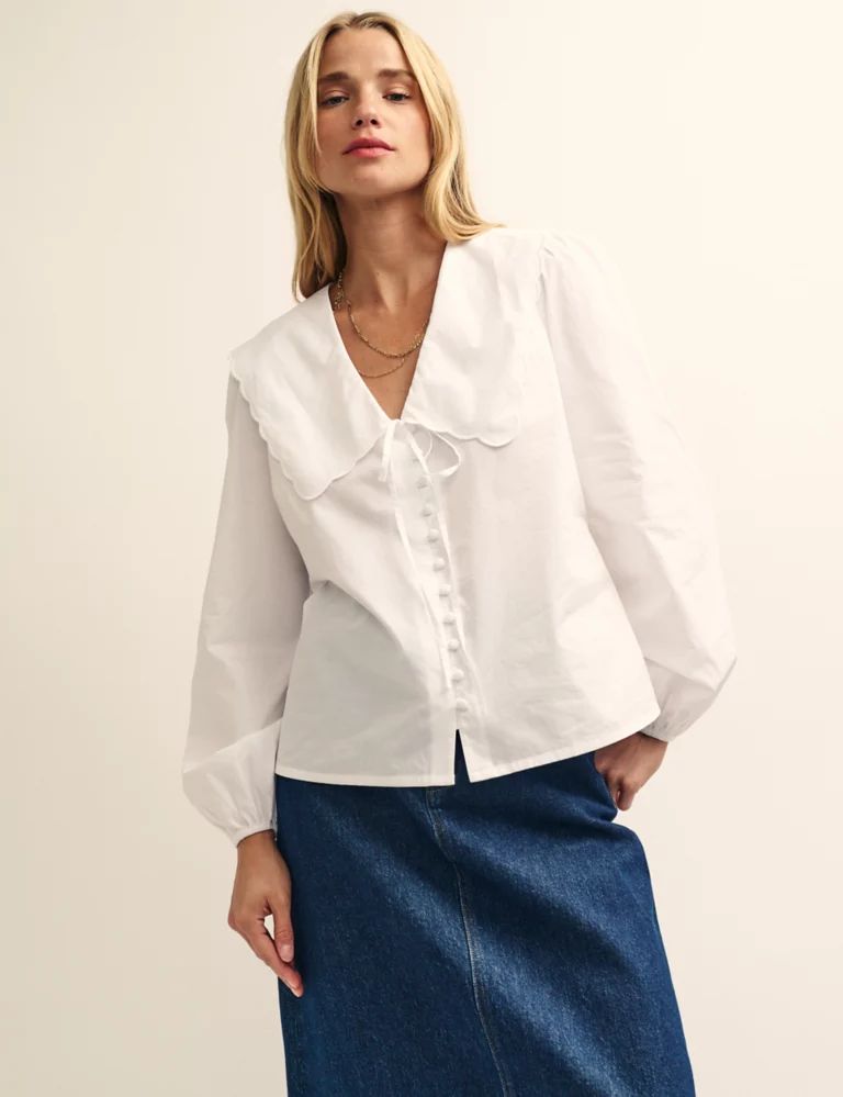 Organic Cotton Collared Relaxed Blouse | Marks & Spencer (UK)