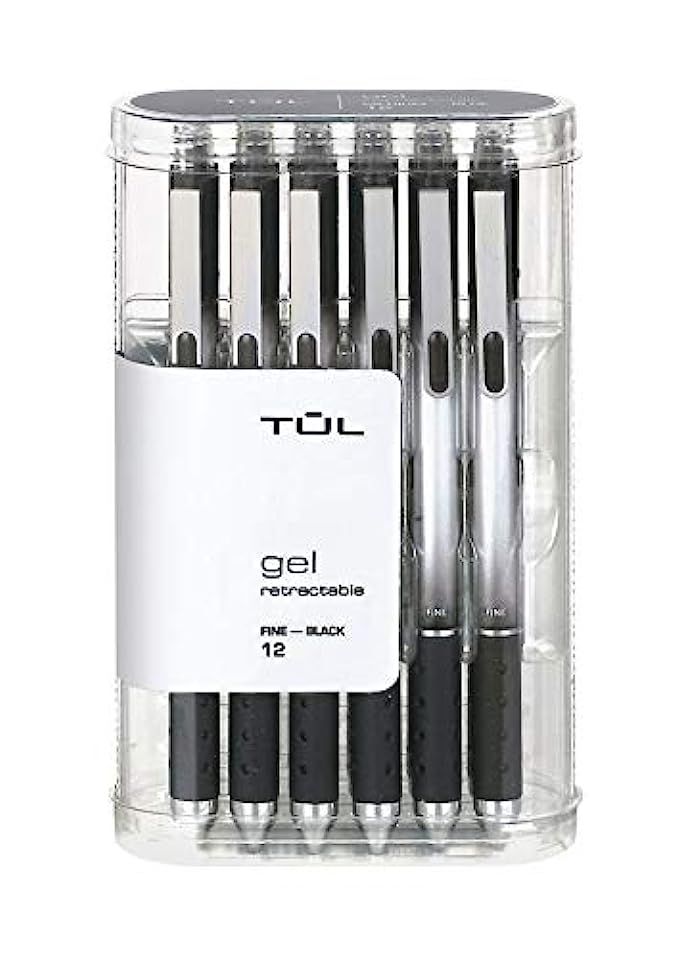 TUL Retractable Gel Pens, Fine Point, 0.5 mm, Gray Barrel, Black Ink, Pack Of 12 Pens | Amazon (US)