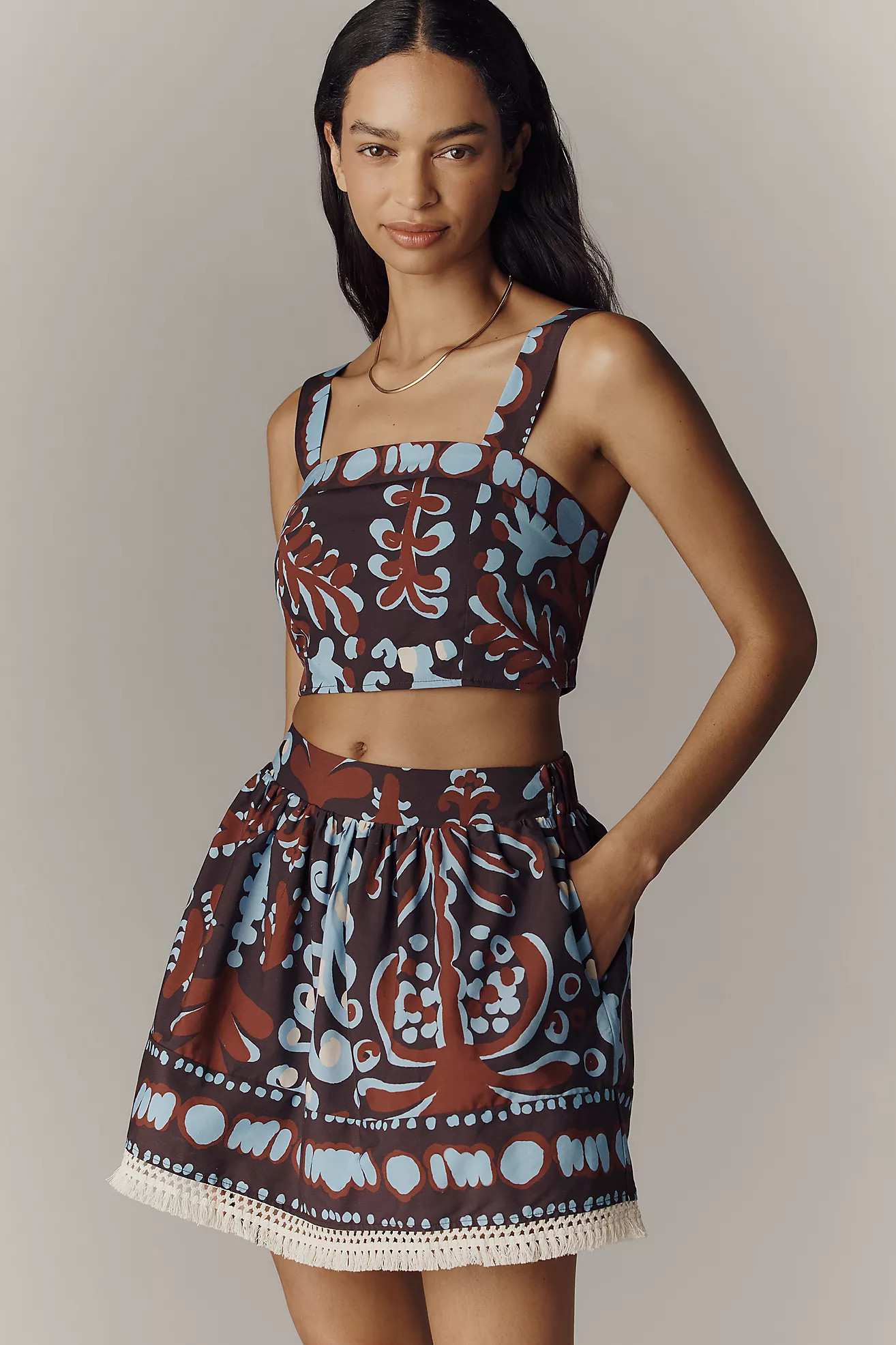 Maeve Cotton Crochet-Trim Mini Skirt | Anthropologie (US)
