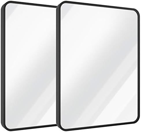 SHINESTAR 2-Pack 24x36 Inch Black Wall Mirrors for Bathroom, Rectangle Metal Frame Matte, Large V... | Amazon (US)