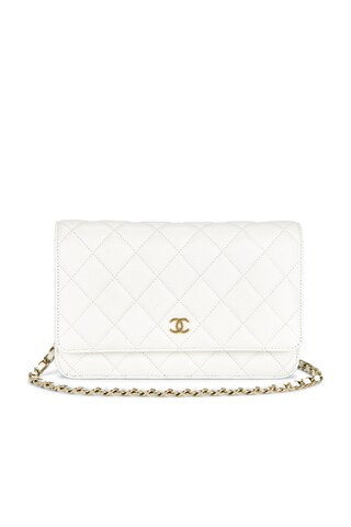 Chanel Caviar Wallet On Chain in White | FWRD 