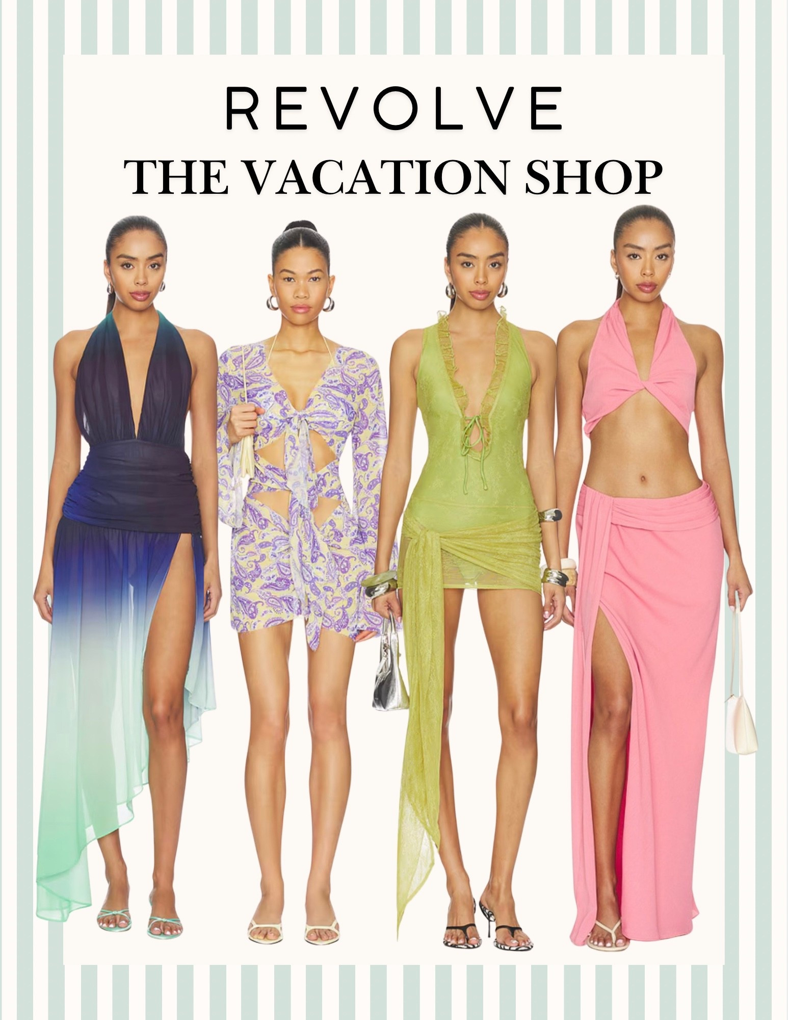 Vacation mode: ACTIVATED ✈️🌴 

The @Revolve Vacation Shop just dropped and I’m obsessed with these resort-ready looks — ombré halter dresses, paisley cutout minis, ruffled bodycon dresses, and draped skirt sets in every color of the summer rainbow. 

Perfect for your next beach getaway, tropical wedding, or poolside dinner. Which look is your fave? Shop them all — tap below to shop these and all the new faves! ☀️🩷🔗👇🏻








#Revolve Vacation Shop 
#Revolve fashion finds 
#Vacation Outfits
#Vacation Style 
#ResortWear 
#Beach vacation Outfit #SummerDresses 
#matching set
#two piece set
#bright colorful dress 
#beaded handbag
#embellished clutch 
#sexy maxi dress 
#mimi dress 
#vacation style
#vacation outfit 
#beach tote bag
#slide sandal
#heeled mule 
#Tropical Vacation Outfit #Vacation Dress 
#Cut Out Dress #BeachOutfitIdeas #WhatToWearOnVacation #LTKvacation 
#LTKstyletip #SummerFashion2026 #ResortFashion #PackingForVacation

#LTKTravel #LTKSwim #LTKTravel #LTKSeasonal #LTKOver40