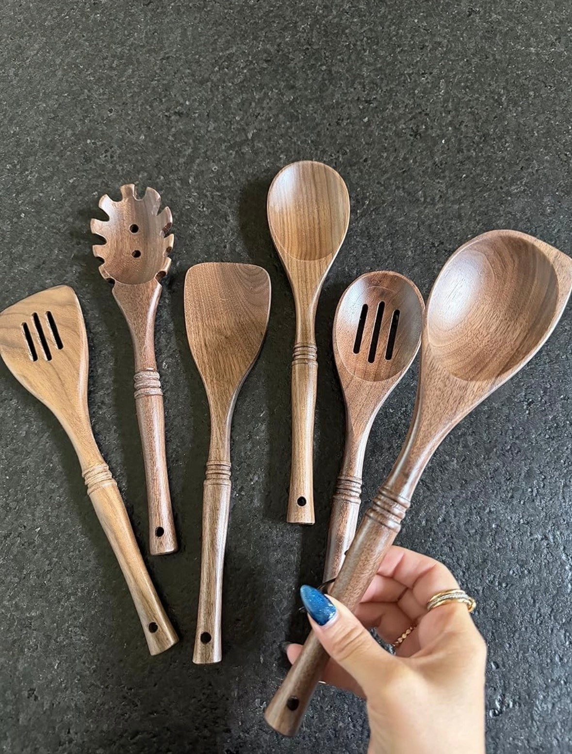 Kitchen staples but make them cute 🤎 These walnut wooden spoons are the perfect mix of functional + aesthetic and instantly make your kitchen feel more elevated. Loving that they come in a 6-pack so you have one for every recipe 🍳✨ 

#LTKHome #KitchenFinds #AmazonHome #KitchenEssentials #HomeDecor #CookingInStyle #NeutralHome #WoodKitchenAccessories #AmazonFinds #LTKStyle

#LTKdayinmylife #LTKmomlife #LTKHome