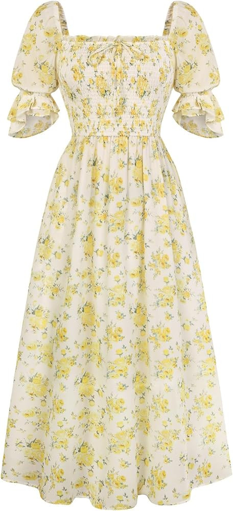 Scarlet Darkness 2026 Summer Floral Dress for Women Cottagecore Smocked Midi Dresses | Amazon (US)
