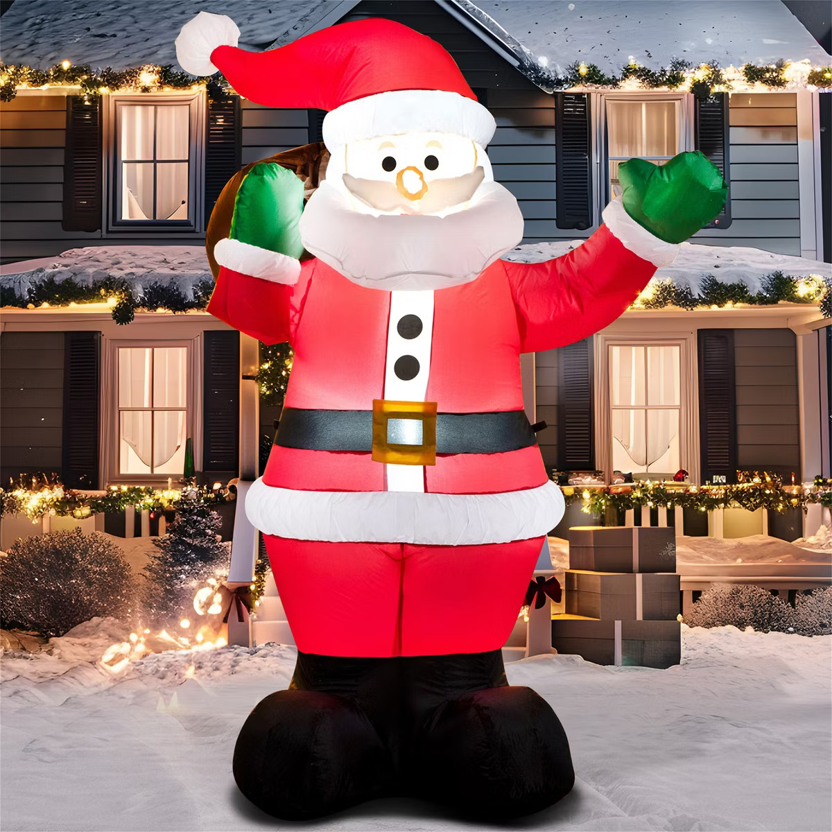 JOYFY 6/12 FT Christmas Inflatable Outdoor Decorations, Santa with Gift Bag Inflatable with LEDs ... | Target