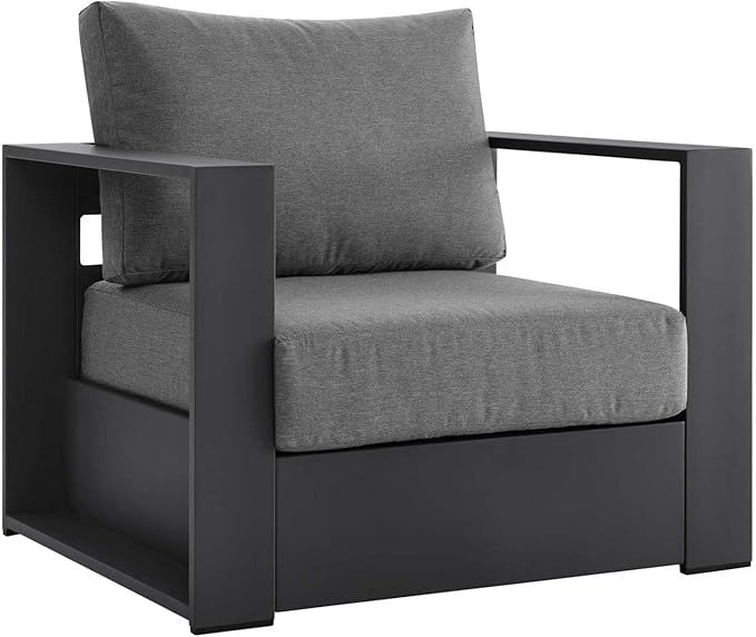 Modway Tahoe Fabric & Aluminum Outdoor Armchair in Charcoal/Gray (Set of 2) | Amazon (US)