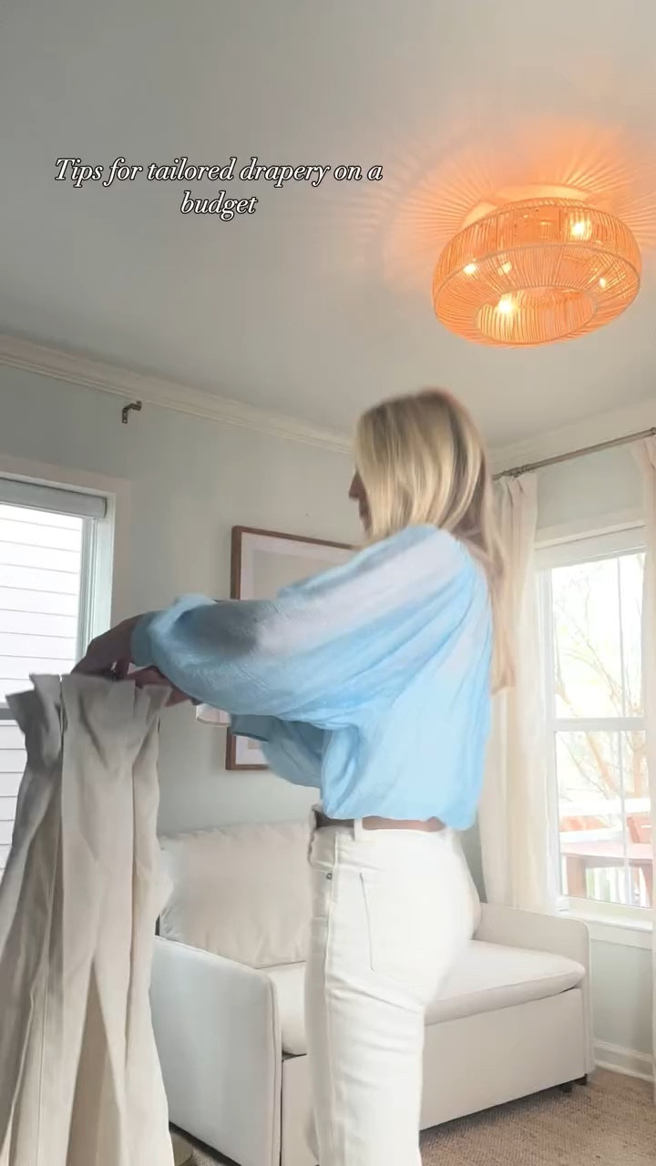 Custom drapery can be very expensive and hanging on your own can seem daunting, but here are a few simple tricks to make drapery look high end at a fraction of the cost:

1 - Use drapery rings and hooks - doing this instead of putting the rod directly through the fabric gives a much nicer look, and they are easier to use this way! Most vendors offer a ring to coordinate with the rod you choose (Amazon is great) - I recommend the eyelet style ring, not the clip 

2 - install the rod as close to the ceiling as possible - this will give the impression that your windows are larger & ceilings are higher than they are 

3 - extend the rod out longer than the width of the window, so that when they are open they don’t block light. This also helps your windows feel larger and is a better look overall

4 - choose the right material - this depends on what room you are doing - I prefer the look of a sheer linen fabric with some variation in color, and I opt for an off white or soft beige over a stark white (whites can sometimes look cheap with low grade fabrics)

If you need to block light completely for a bedroom, I would stick to these guidelines above, but just make sure there is a blackout lining included!

If you have any other good tips or tricks, let me know in the comments!