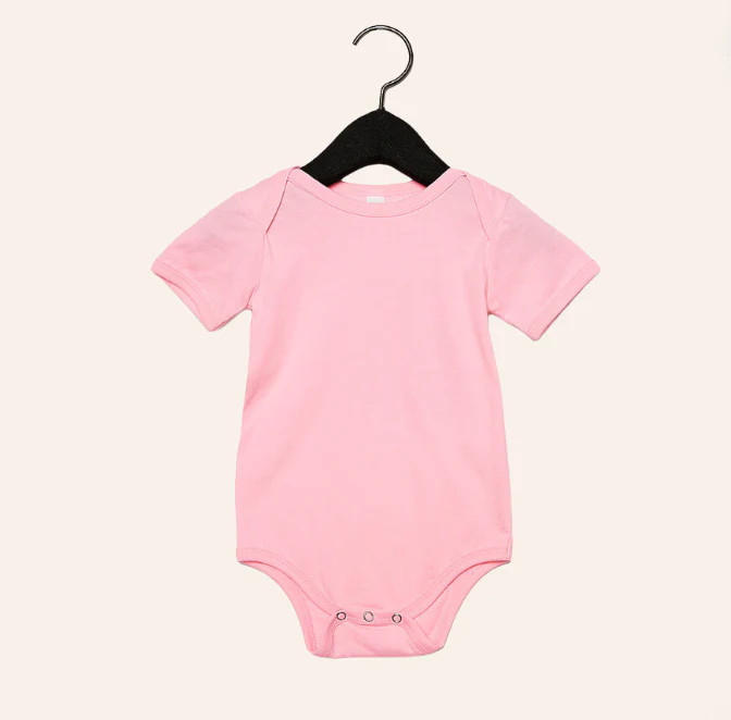 Baby Short Sleeve Cotton Onesie in Pink | Little Cottage Boutique