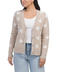 Long Sleeve Eyelash Heart 3 Button Cardigan | Women | Marshalls | Marshalls