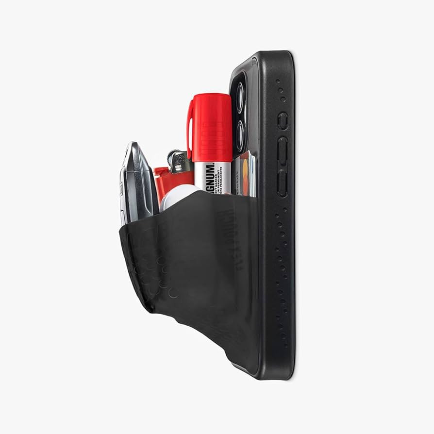 Flex Pouch Phone Case Black/Black for iPhone 16 | Stretches to Hold 30+ Cards, Airpods, Lip Balm,... | Amazon (US)